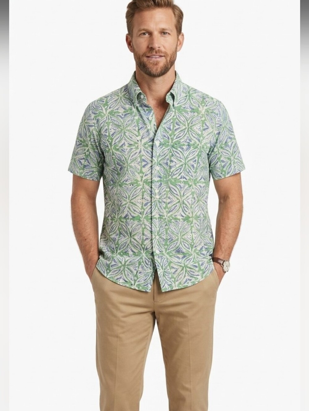 NEW Sid Mashburn  Short-Sleeve Button-Down Sports Shirt M